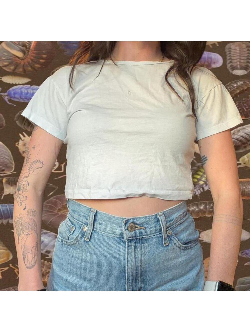 Women's Blue and White Crop-top [COPY]